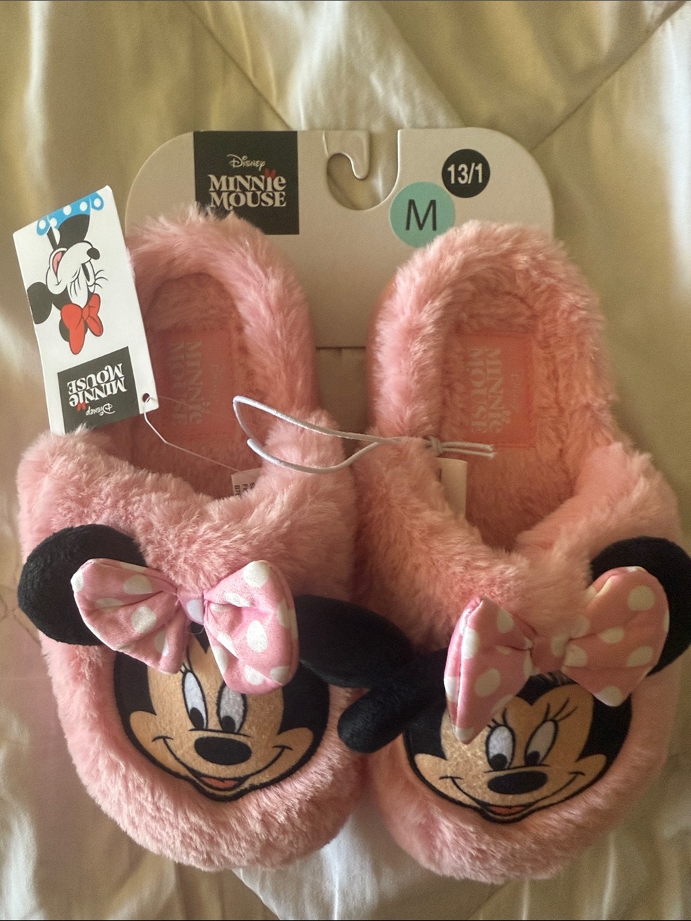 Disney Minnie Mouse Pink Plush Kids Slippers